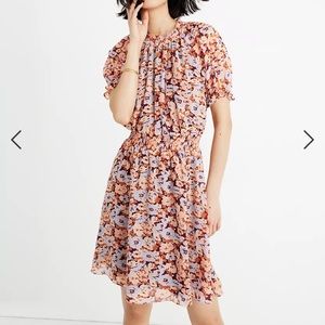 Madewell Smocked Mockneck Dress in Floral Breeze
